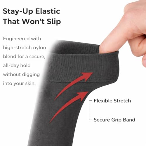 Image of Diamond Star Women's Trouser Socks, Opaque Knee High Nylon Socks, Stretchy Comfort Fit for Work and Casual, 6 Pairs