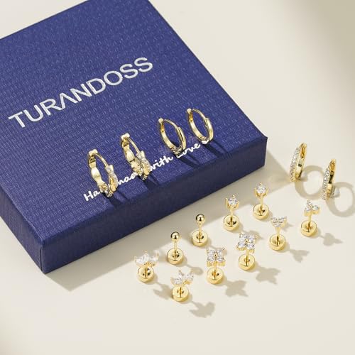 Turandoss 8 Pairs Hypoallergenic Gold Huggie Hoop Earrings for Women Girls - image 7