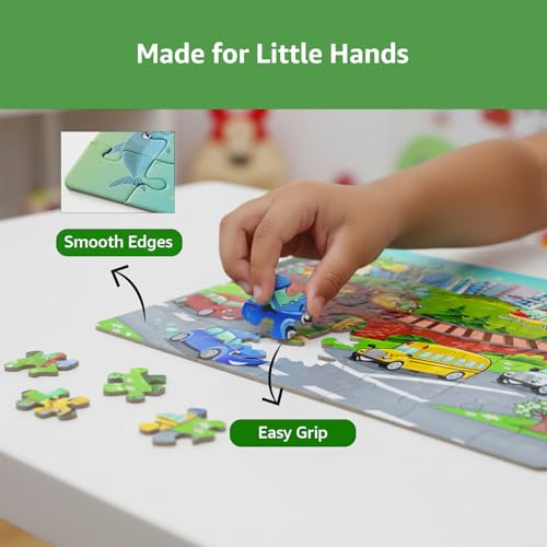 Image of Amazon Brand - Jam & Honey 4 in 1 Adventure - Puzzles for Kids | 35-Piece Puzzles | Educational Toy for Cognitive Development | Vibrant Colors