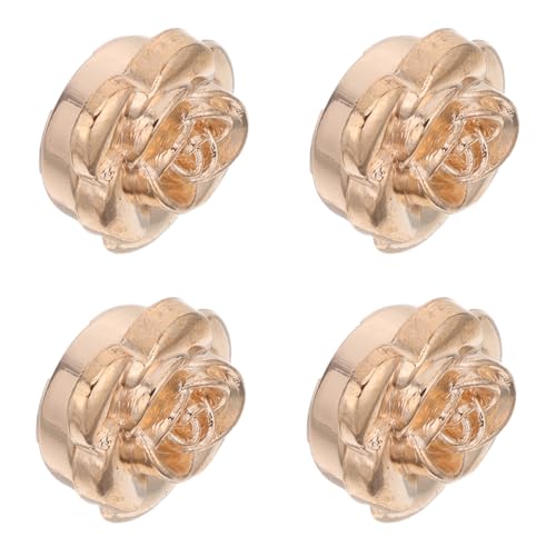 CALLARON Botones decorativos para abrigo y camisa, 4 piezas vintage de aleación dorada con diseño de rosa, aptos para manualidades y ropa de invitadas en bodas