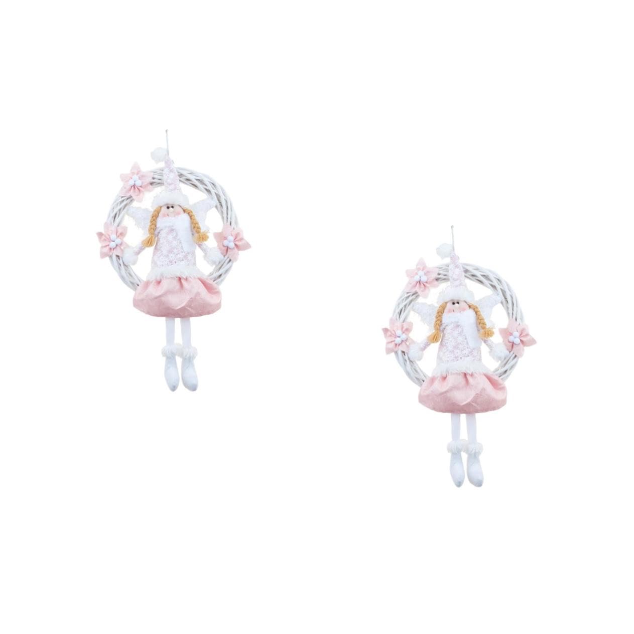 Cabilock 2 Piezas Círculo De Vid De De Ángel Puerta De Navidad Guirnalda Luces De Cortina De Navidad De Coronas De Puerta Artificial Decoración Rosa Rota