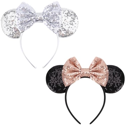 Image of DRESHOW Mouse Ears Bow Headbands Glitter Party Decoration Cosplay Costume for Women