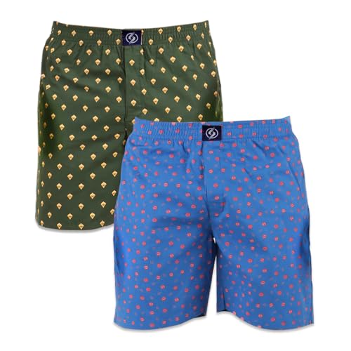SUPERSQUAD Men's Multicolor Cotton Printed Regular Boxer Shorts (Pack of 2) New-MBB-16-L