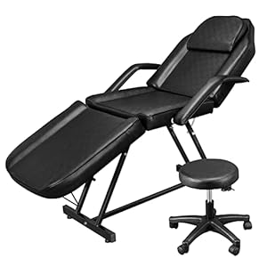 Height Adjustable Salon Tattoo Chair Esthetician Bed,Multi-Purpose Facial Bed Chair for Barber Spa Beauty Salon with Hydraulic Stool Equipment (Black)