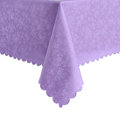 Image of Romanstile Waterproof Vinyl Tablecloth Rectangle, 54 x 78 Inch, Rose Purple | Flannel Backing Wipeable Table Cloth, Heavy Duty Plastic PU Table Cover for Kitchen Dining, Indoor & Outdoor Use