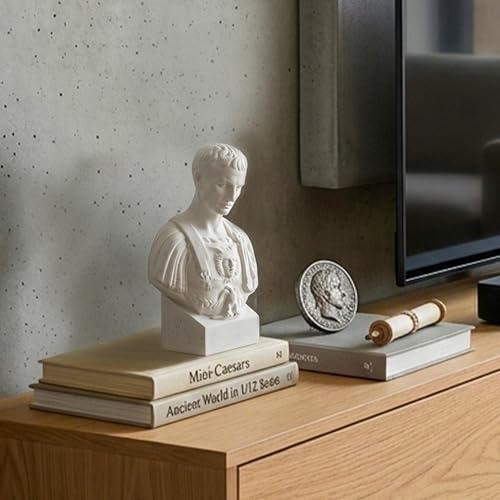 Estatua de Julio César en yeso blanco 14 cm miniatura 5