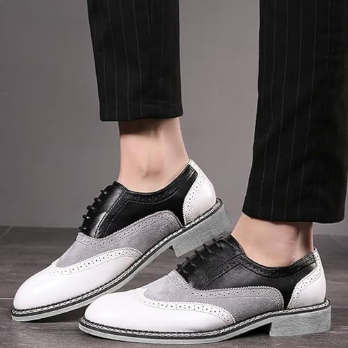 Men's Two-Tone Oxford Shoes Classic Fashion Lace-Up Low Cut Leather Dress Shoes Handcrafted Stitching Business Formal Derby Shoes4