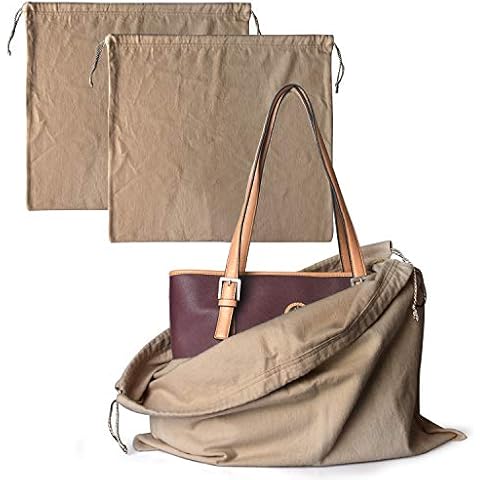 PlasMaller Dust Cover Storage Bags Purified 100% Cotton with Drawstring Pouch For Handbags Purses Pocketbooks Shoes Boots Set of 2 (16.5 x 13 in) Cover