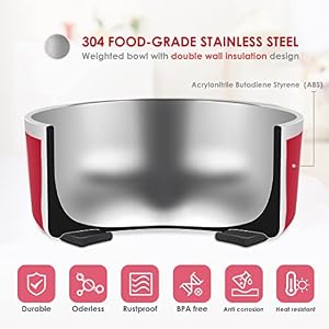 IKITCHEN Dog Bowl for Food and Water, 40 Oz Stainless Steel Pet Feeding Bowl, Durable Non-Skid Double Wall Insulated Heavy Duty with Rubber Bottom for Medium Large Dogs (40 Ounces/5 Cup, Red) IKITCHEN Dog Bowl for Food and Water 40 Oz Stainless Steel Pet Feeding Bowl Durable Non Skid Double Wall Insulated Heavy Duty with Rubber Bottom for Medium Large Dogs 40 Ounces5 Cup Red