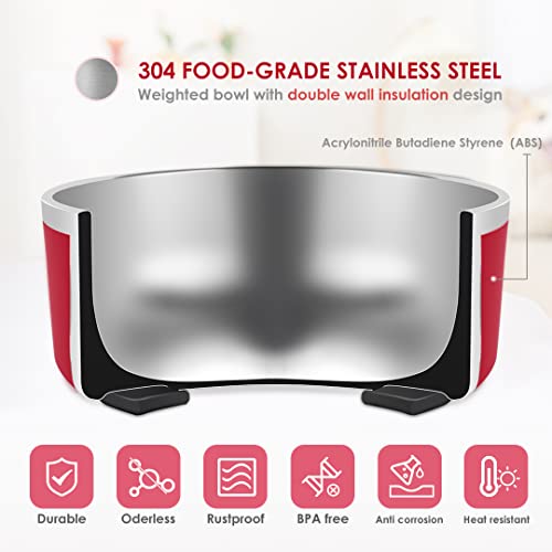 IKITCHEN-Dog-Bowl-for-Food-and-Water-40-Oz-Stainless-Steel-Pet-Feeding-Bowl-Durable-Non-Skid-Double-Wall-Insulated-Heavy-Duty-with-Rubber-Bottom-for-Medium-Large-Dogs-40-Ounces5-Cup-Red IKITCHEN Dog Bowl for Food and Water 40 Oz Stainless Steel Pet Feeding Bowl Durable Non Skid Double Wall Insulated Heavy Duty with Rubber Bottom for Medium Large Dogs 40 Ounces5 Cup Red