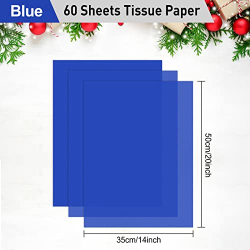 Image of NEBURORA 60 Sheets Blue Tissue Paper Set Gift Wrap Paper(Blue) | 14 X 20 Inch, Navy Blue Wrapping Paper for Gift Packaging Filler, DIY Art Crafts, Birthday, Baby Shower, Wedding Wrapping