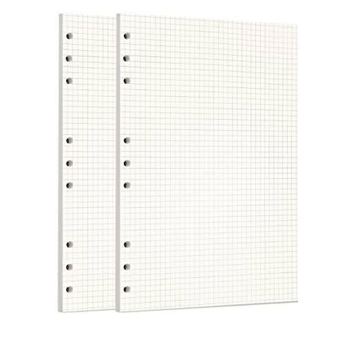 Image of Zelten Loose Leaf Punched Paper Refills Paper for 6 Hole Binder Personal Organizer Diary Notebook Refillable Planner (Squared,B5 /9 Hole)
