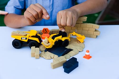 Image of CAT Construction Toys, Dig N' Build Dirt Playset with 10 Oz of Compound, 2 Little Machine Vehicles, Ages 3+