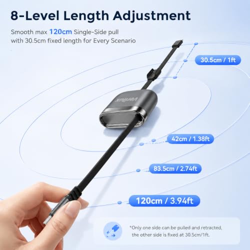 Image of Verilux Single-Pull Retractable PD 240W Type C Cable Fast Charging 3.9FT