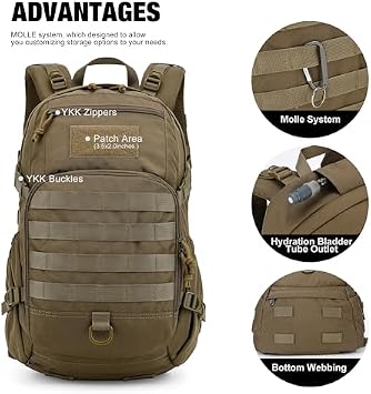 Mardingtop 25L Tactical Backpack + Molle Tactical Utility Pouch