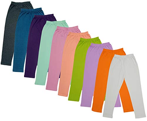 Image of IndiWeaves Girls Super Soft Cotton Solid Capri Pants (Cream, Orange, Purple, Green, Blue, Peach, Light Purple, Sea Green, Wine, 14-16 Years) Pack of 10