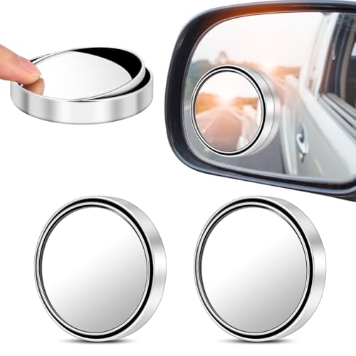 HOTUT Espejo Retrovisor De Punto Ciego, Ajustable 360 ° Cristal Convexo Gran Angular, HD Punto Ciego Espejo, Coche Retrovisores de Ángulo Muerto, Universal Coche, Moto, Camiones, SUV, etc - Plata
