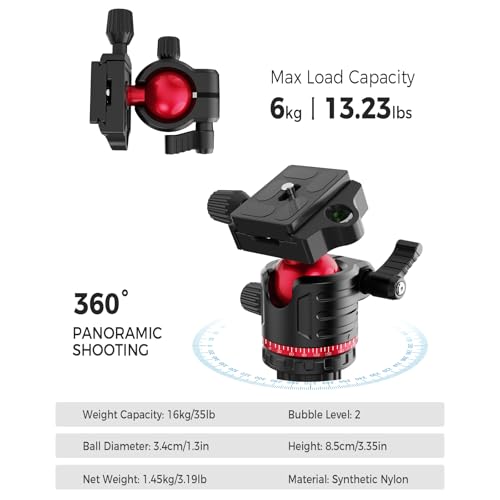 Image of Camera Tripod, Lightweight Travel Outdoor DSLR Tripods Aluminum Tripod /Monopod, 360Ball Head Detachable, Tripod for iPhone, ipad, DSLR,Tablet with Carry Bag