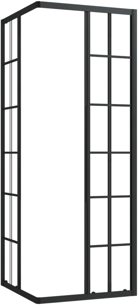 Shower Cabin 31.5 x 31.5 x 70.9 Inch, Square Glass Shower Enclosure with Black Grid Print, Aluminum Frame, Modern Walk-in Shower Screen for Bathroom