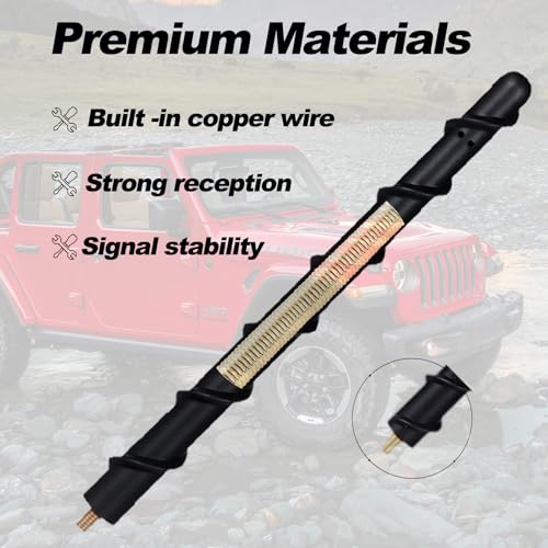 Image of Antenna Compatible with Jeep Wrangler All Models 2007-2026 & Jeep Gladiator 2020-2026, Internal Copper Coil for Enhanced Reception, 7 inches Rubber Antenna Replacement Accessories
