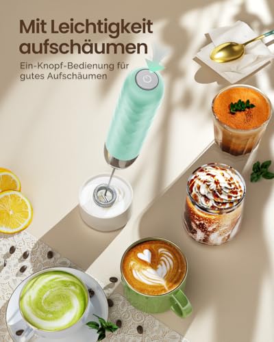Maestri House Wiederaufladbarer Milchaufschäumer, Elektrischer Hand-Schaumbereiter, Abnehmbarer Edelstahl-Schneebesen, Getränkemixer… – Ansicht 6