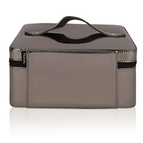 Image of FADAK Cosmetic Bag for Beauty Case Wedding Makeup Brushes Pouch Tikli Organizer Travel Large Vanity Mirror Box Storage Bag Jewelry Bridal Box (GUNMATLE)