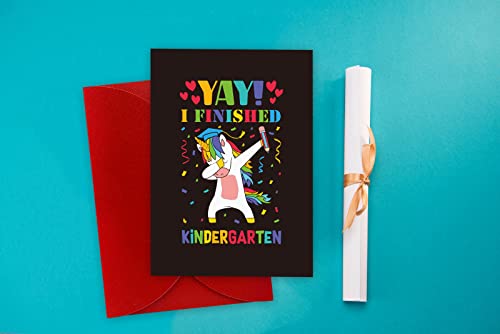 Facraft Kindergarten Graduation Card,Unicorn Yay I Finished Kindergarten Greeting Cards Class Of 2022 Kindergarten Graduation Gift Cards With Envelope For Kids Boy Girl Kindergarten Graduates #TOP5