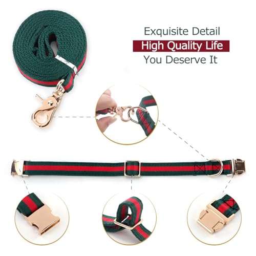 Echentie GREEN RED-COLLAR-S-2 Stylish And Elegant Dog Collar,Adjustable Metal Belt Buckle, Durable High Density Fabric For Comfortable Pet Dog Collar And Dog Leash Set Packing thumb #2