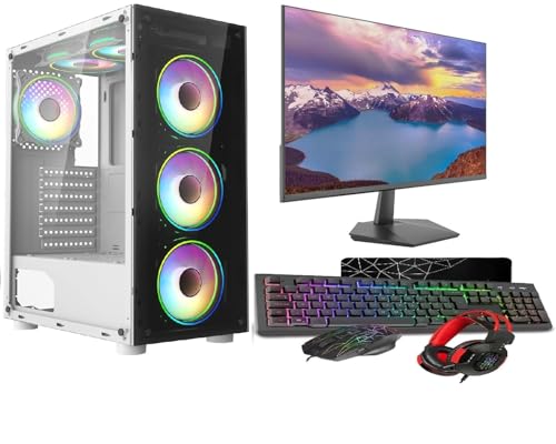 ASC Intel Core i7 Gaming Tower • GT730 2GB Graphics Card • 16GB RAM • 256GB SSD+1TB HDD • 500W 80+ PSU • White 6 Fan RGB Gaming Case • WIFI • Windows 11 • 22 Monitor Bundle