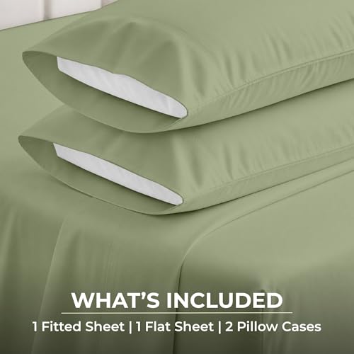 Image of SGI bedding 100% Egyptian Cotton Sheets Full XL Size - 600 Thread Count Sheets Set, Soft, Cooling, 15 inch Deep Pocket, Luxury Hotel Bedding, Breathable, Durable - Moss