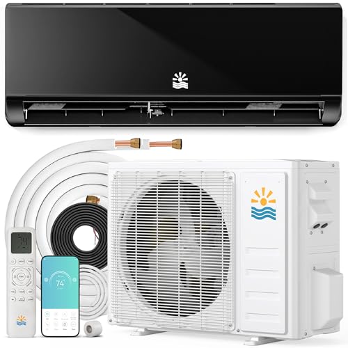 Image of Rellytech Mini Split Ac /Heating System, 12000 BTU Wifi Mini Split Air Conditioner Inverter with Heat Pump, 115V 20 SEER2 Energy Efficient Ac Units Up to 750 Sq.Ft, 24H Timer, Installation Kit Black