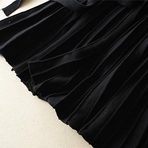 Image of RanRui Womens Winter Fall Pleated Knitted Fit and Flare Long Sleeve Sweater Dress