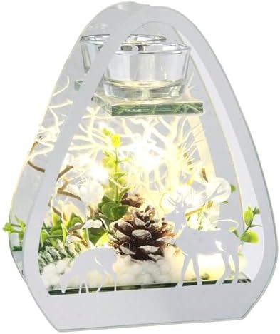 Photophore en Verre avec Bougie LED - Branches de Sapin - Bougeoi...