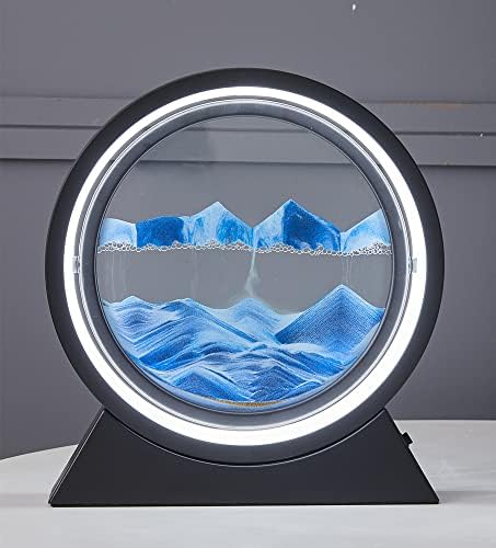 Moving Sand Art Lamp,3D Deep Sea Liquid Motion Sand Art Picture Activity Calm Relaxing Desk Toys,360 Rotatable Quicksand Painting Light for Home Office Decor Creative Gift (Ocean