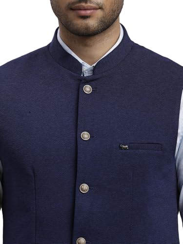 Image of Turtle Men Knitted Terylene Rayon Dobby Print Party Nehru Jacket