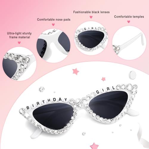 WantGor Birthday Glasses, Cat Eye Sunglasses White Glasses Birthday Party Gift Happy Birthday Accessories for Women3