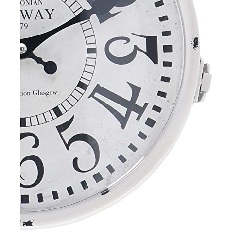 Horloge murale station ferroviaire double face rétro métal 24cm