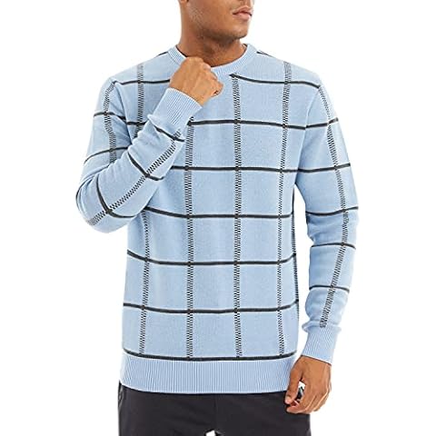 KEFITEVD Hombre Cuello Redondo Otoño Jersey Ligeros Jerséis Punto Manga Larga Suéter Cover