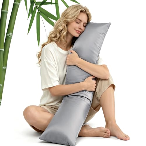 Cooling Weighted Body Pillow for Hot Sleepers and Mood Relaxation(41" x 10") 6.5lbs, Rayon Derived from Bamboo Pillowcase, Quilted Glass Beads Weighted Pillows for Bedroom, Sofa, Adults, Side sleepers