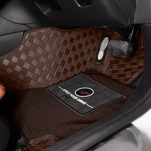 Image of Autofurnish Luxury 9D Car Mat Full Set for Maruti Suzuki Wagon R 2019 || Luxury Leather Dual-Stitch Full Set 9D Car Floor Mat || 100% Waterproof || Color : Coffee Coffee
