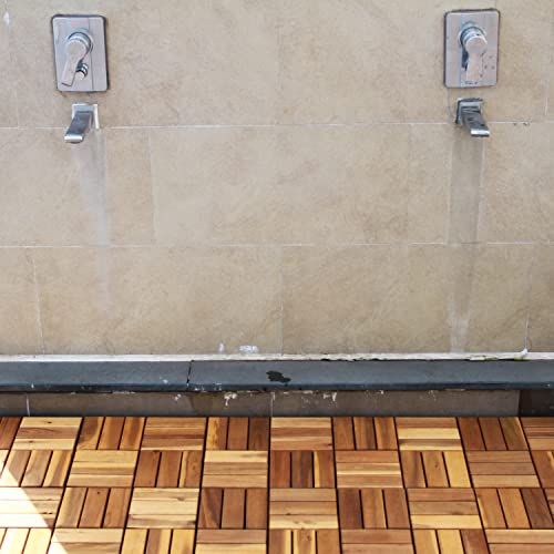 Cloverholm Hardwood Interlocking Patio Deck Tiles (Pack Of 10 12" X 12") Floor Tile, Laminate Flooring, Wood Flooring, Interlocking Floor Mats (Natural) (12X12 Inch, Natural-Old, 10) #TOP6
