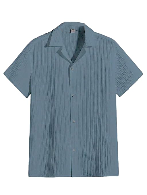 Image of Vikita Enterprise Devansh Cotton Stylish Boys Shirts Regular Fit Hawaiian Sugarcane Strips Popcorn Plain Unisex Shirt