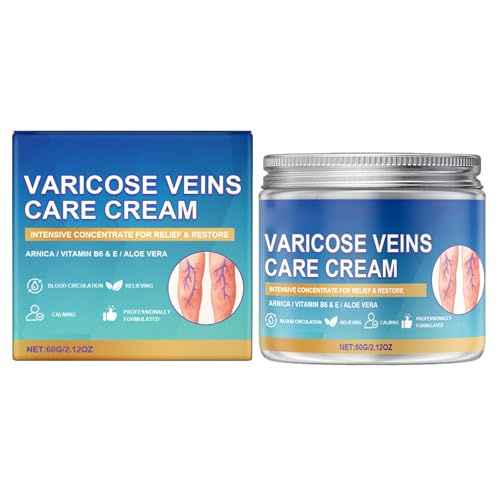Crema Eliminación de Venas Varicosas,Crema Reparadora De Venas Varicosas,Gel para Eliminar Varices,Tratamiento de las Arañas Vasculares,Alivio Rápido para Piernas Cansadas y Pesadas 60g