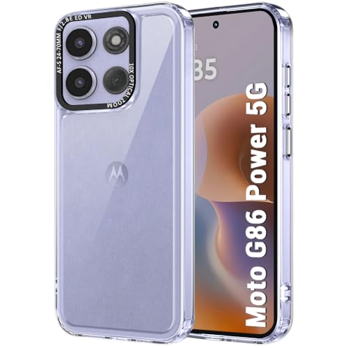 Image of TheGiftKart Hybrid Shockproof Back Cover Case for Motorola Moto G86 Power 5G | Stylish Camera Border | Electroplated Buttons | Crystal Clear Hard Back Cover Case (TPU & PC, Transparent Bumper)