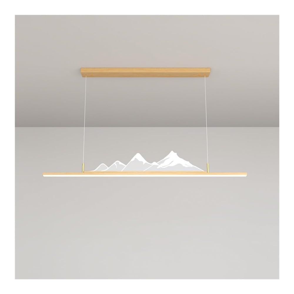 Lampe suspendue en aluminium à grain de bois - Lustre moderne LED linéaire haute finition