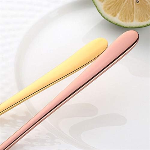 Forks 8 Colors of Stainless Steel Fork Set Colorful Dessert Fork Long Handle Golden Blue Fork Set Hotel Party (Color : F) (H)