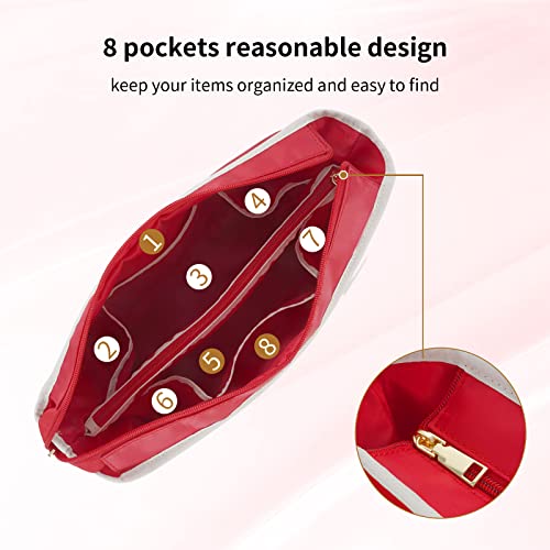 Canvas Purse Organizer Insert, Bag Organizer Suitable For Neverfull Mm Organizer For Tote Bag [Multiple Pockets] (Large, Red) #TOP2