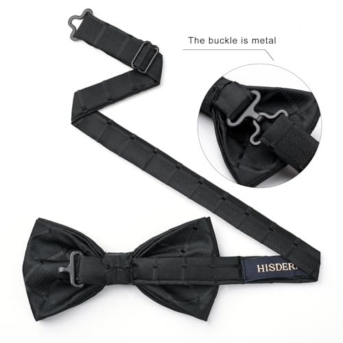 Image of HISDERN Bow Ties for Men Pretied Bowties Classic Formal Business Bow Tie Adjustable Tuxedo Bowtie for Wedding Party