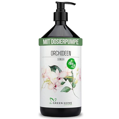 Green Home Orchideendünger 1 Liter mit Dosierpumpe Orchideendünger flüssig für Orchideen Dünger mit NPK 5 5 7 Dünger Orchideen flüssig für kräftige Blüten und gesunde Wurzeln