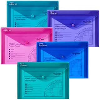 Snopake A5 Polyfile Popper Wallet with Press Stud Closure  Electra Assorted [Pack of 5] Ref: 11355